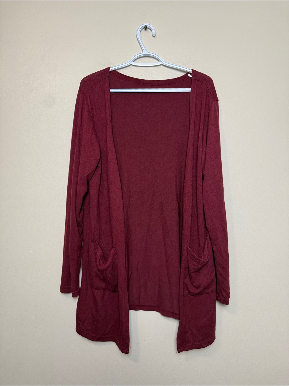 Zyia Embroidered Logo Open-Front Burgundy Cardigan size L/XL